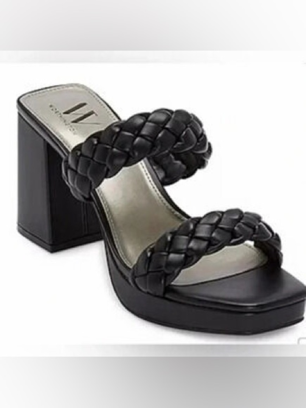 Worthington Lenning black braided strap block heel sandals- size 11